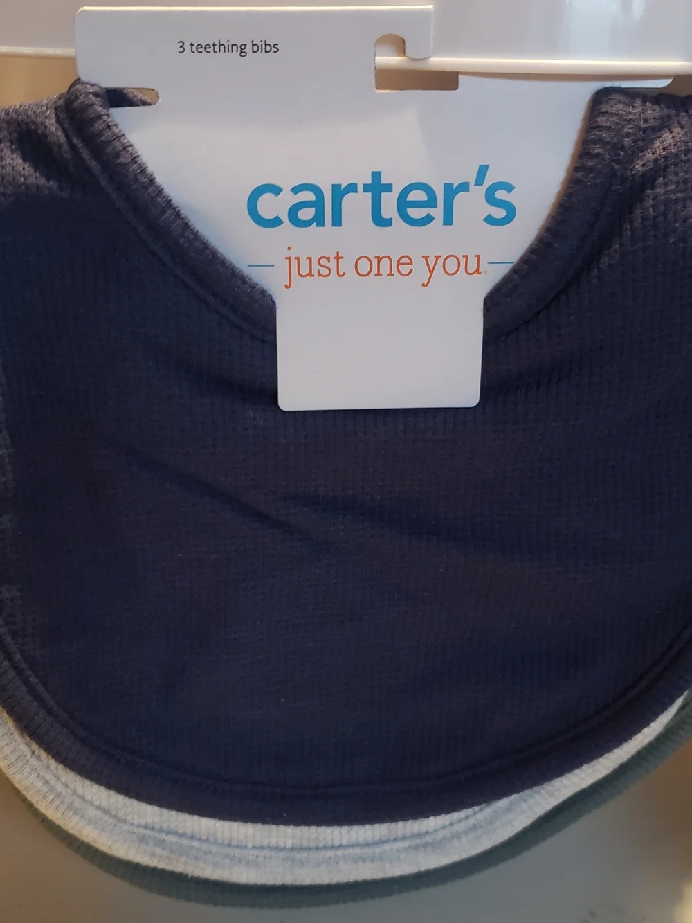 Carter's Ribbed Teething Bibs in Navy, Gray, and Dark Green - 3-Pack